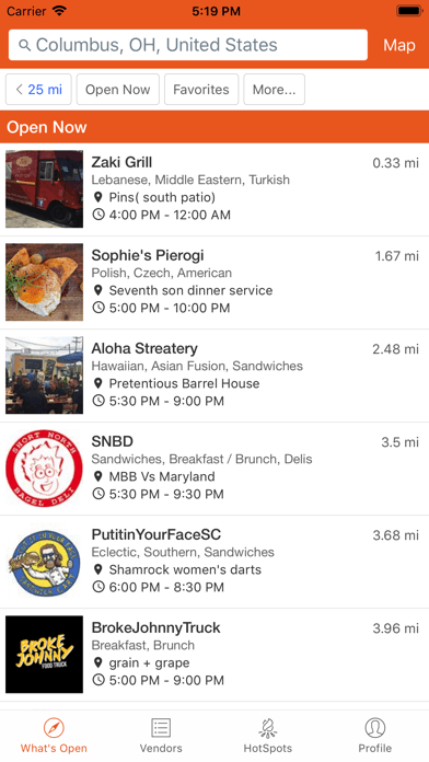 StreetFoodFinder app screenshot